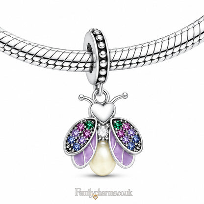 Glow-in-the-Dark Firefly Sterling Silver Charm Hallmarked S925 for Charm Bracelet and Necklace
