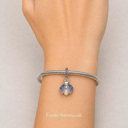 Glow-in-the-Dark Firefly Sterling Silver Charm Hallmarked S925 for Charm Bracelet and Necklace