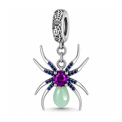 Glow in the Dark Spider Sterling Silver Dangle Charm Hallmarked S925 for Charm Bracelet and Necklace