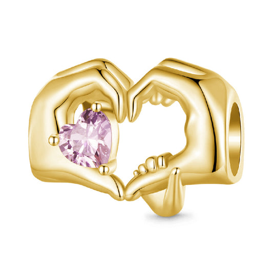 Gold Plated Family Love Gift Charm Sterling Silver Charm Hallmarked S925 for Charm Bracelet and Necklace