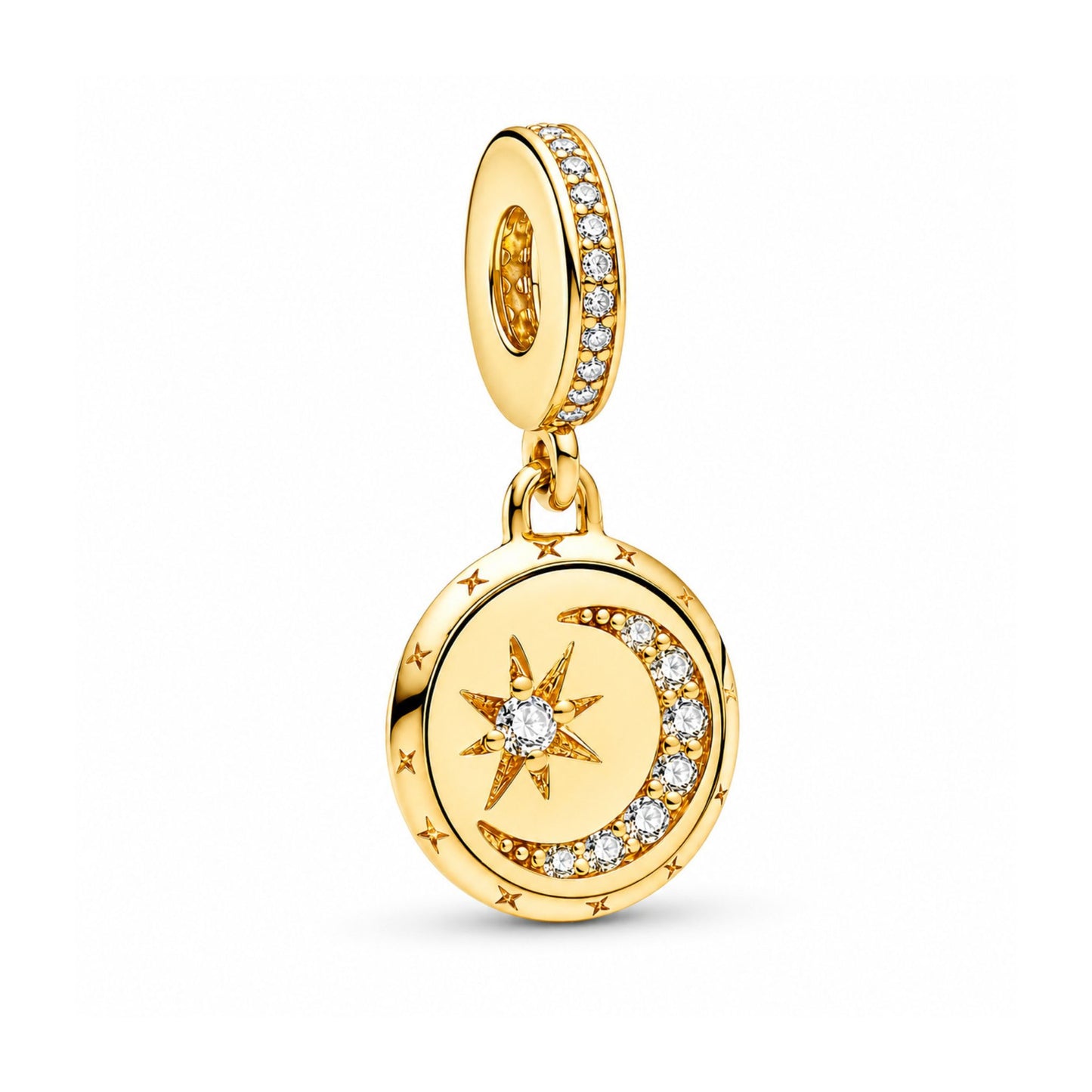 Gold Moon Star Dangle Charm Hallmarked S925 for Charm Bracelet and Necklace
