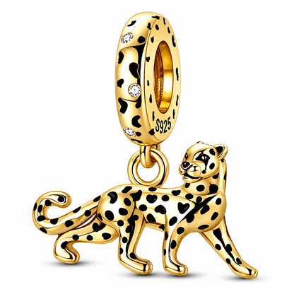 Golden Leopard Charm Hallmarked S925 for Charm Bracelet and Necklace