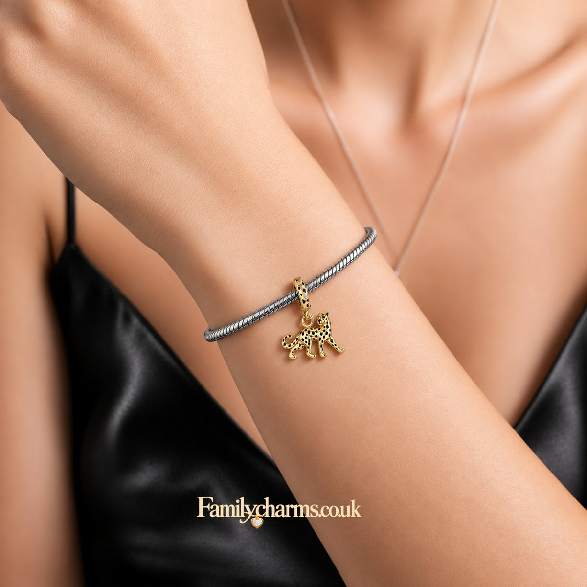 Golden Leopard Charm Hallmarked S925 for Charm Bracelet and Necklace