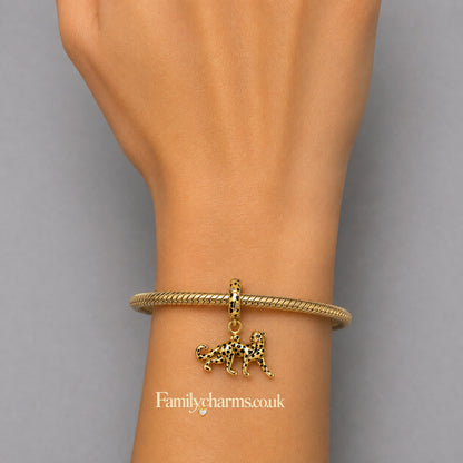 Golden Leopard Charm Hallmarked S925 for Charm Bracelet and Necklace
