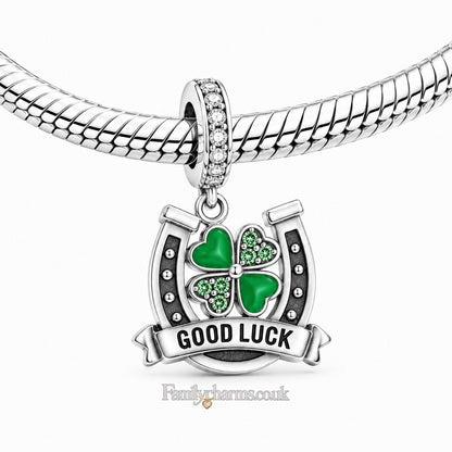Good Luck Clover Pendant Charm for Bracelet, S925 Sterling Silver
