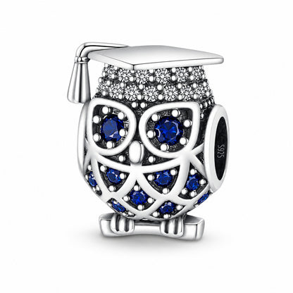 Owl Graduation Sterling Silver Charm Hallmarked S925 for Charm Bracelet and Necklace