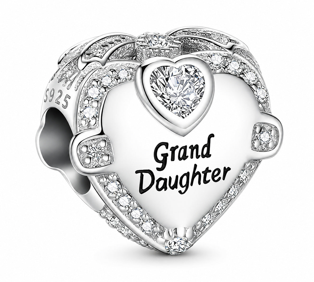 Grand Daughter I Love You Sterling Silver Charm Hallmarked S925 for Charm Bracelet and Necklace