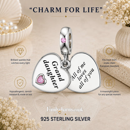 Grand Daughter Dangle Sterling Silver Charm Hallmarked S925 for Charm Bracelet and Necklace