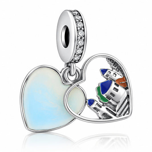 Greek Islands Santorini Castle Travel Sterling Silver Charm Hallmarked S925 for Charm Bracelet and Necklace