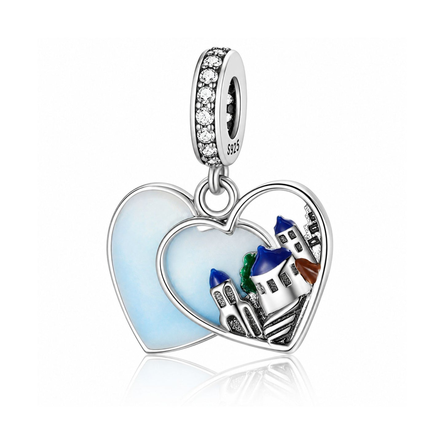Greek Islands Santorini Castle Travel Sterling Silver Charm Hallmarked S925 for Charm Bracelet and Necklace