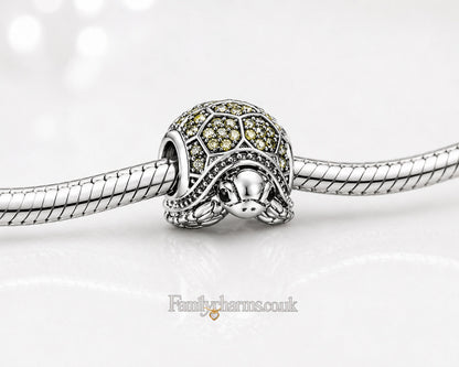 Sparkling Green Turtle Sterling Silver Charm Hallmarked S925 for Charm Bracelet and Necklace