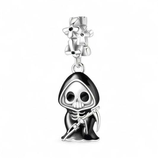 Grim Reaper Dangle Sterling Silver Charm Hallmarked S925 for Charm Bracelet and Necklace