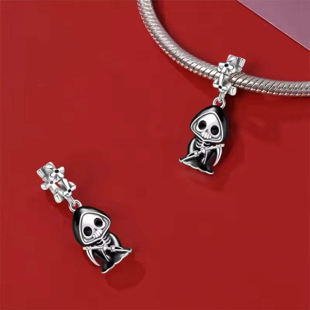 Grim Reaper Dangle Sterling Silver Charm Hallmarked S925 for Charm Bracelet and Necklace