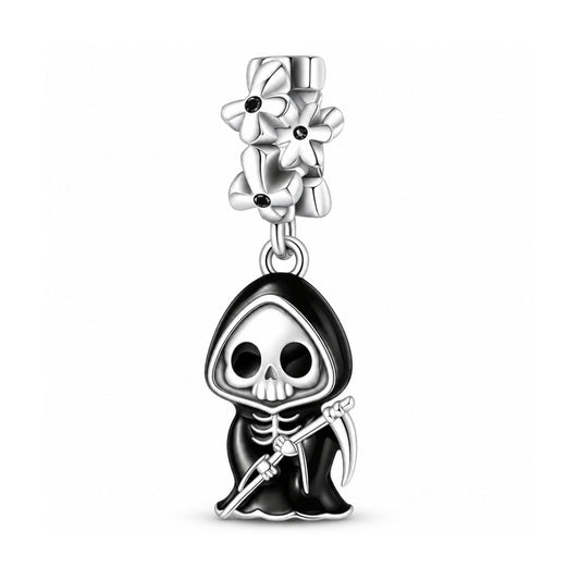 Grim Reaper Dangle Sterling Silver Charm Hallmarked S925 for Charm Bracelet and Necklace
