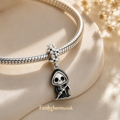 Grim Reaper Dangle Sterling Silver Charm Hallmarked S925 for Charm Bracelet and Necklace