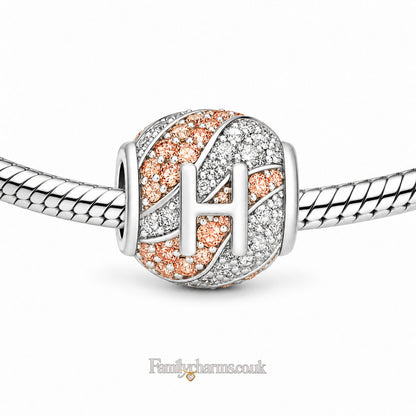 Alphabets Letter H Sterling Silver Charm Hallmarked S925 for Charm Bracelet and Necklace