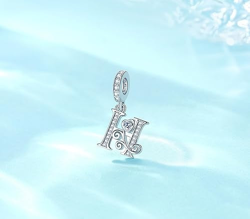 Classic Alphabet Letters A to Z Sterling Silver Dangle Charm Hallmarked S925 for Charm Bracelet and Necklace