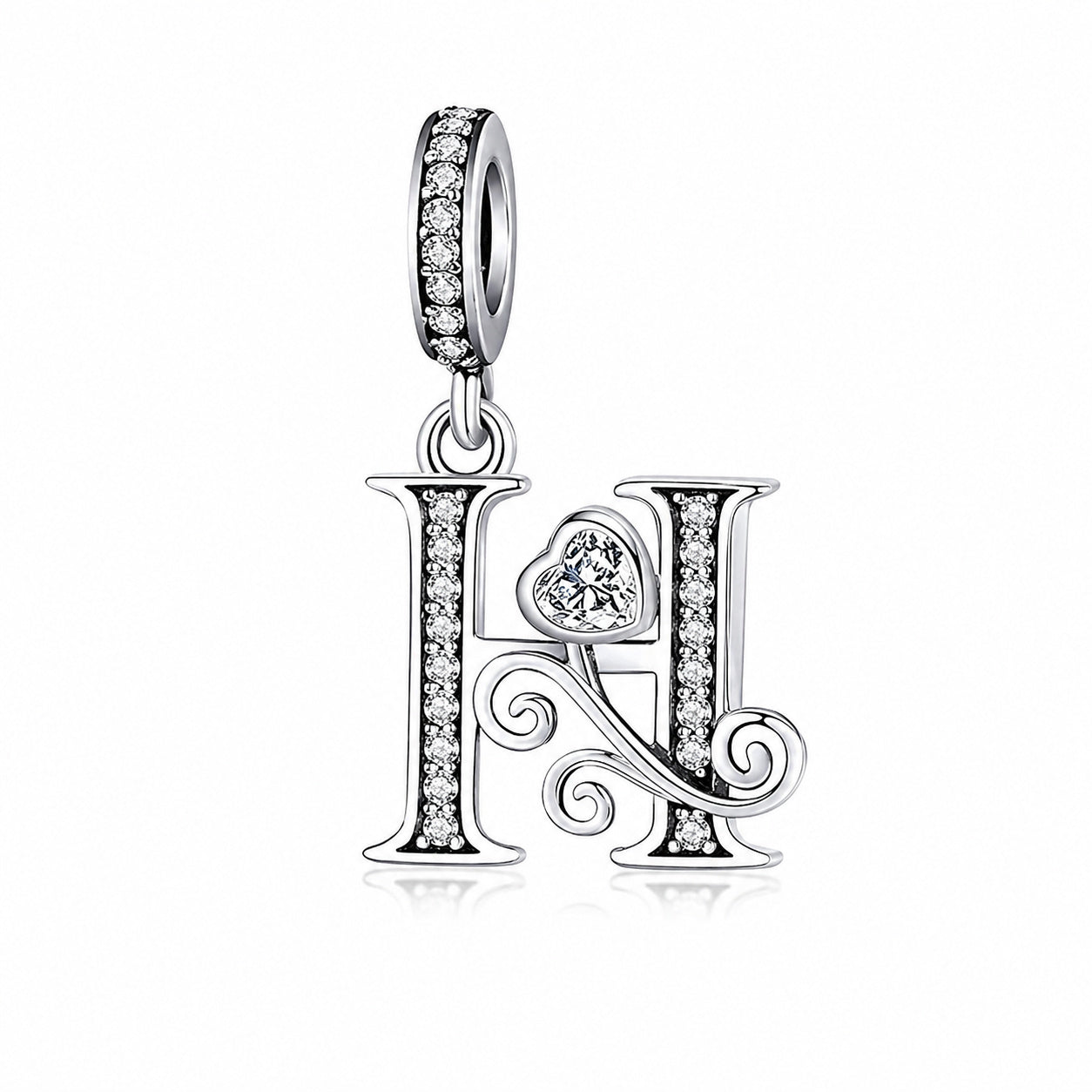 Classic Alphabet Letters A to Z Sterling Silver Dangle Charm Hallmarked S925 for Charm Bracelet and Necklace