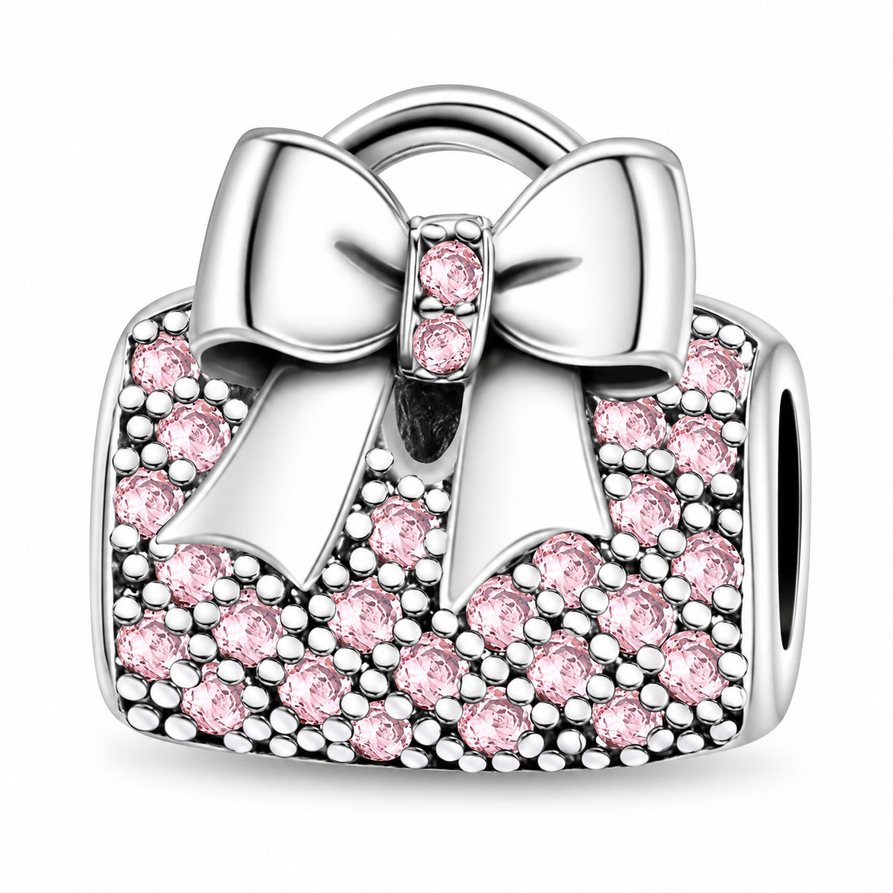 Handbag With A Bow Sterling Silver Charm Hallmarked S925 for Charm Bracelet and Necklace