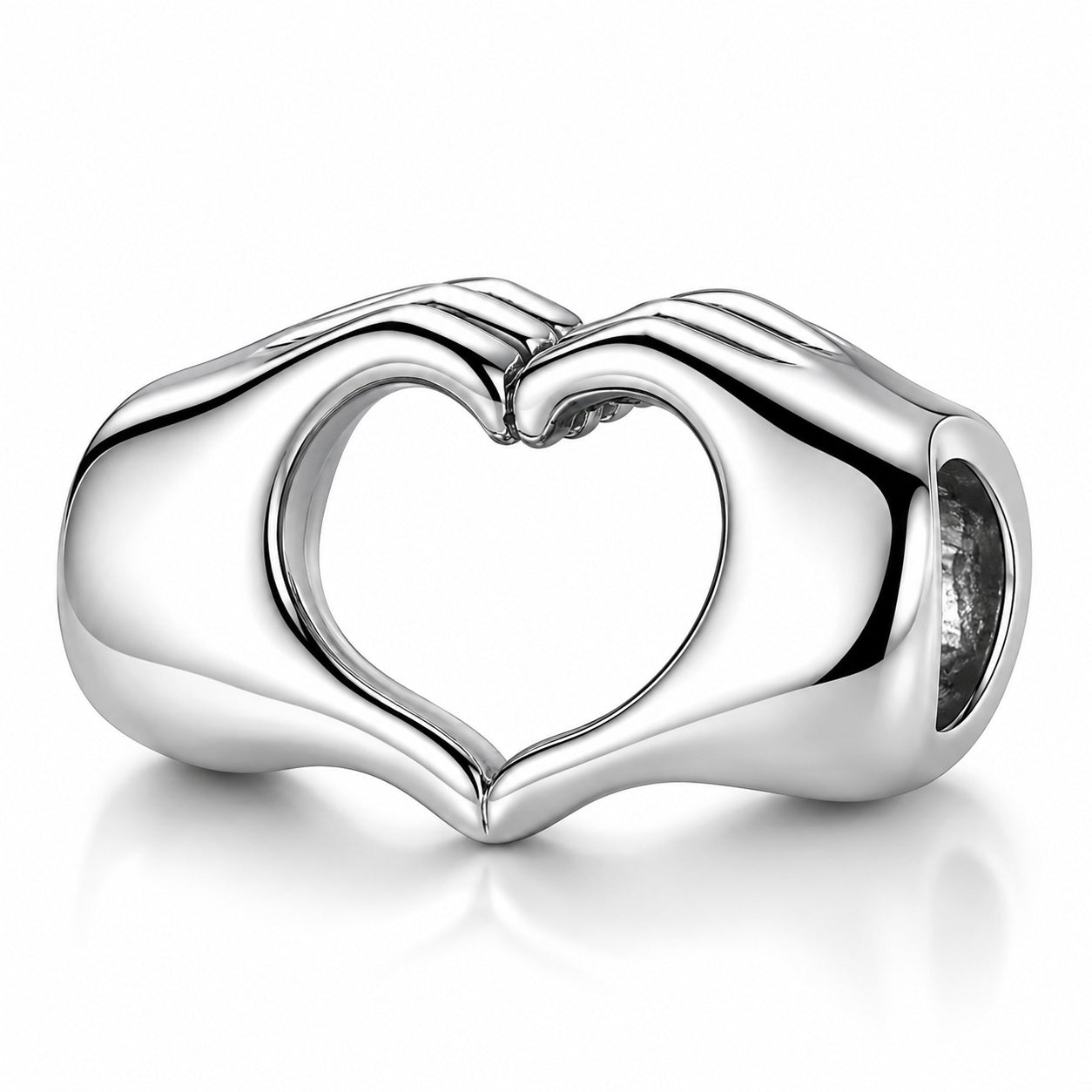 Hands Heart Sterling Silver Charm Hallmarked S925 for Charm Bracelet and Necklace