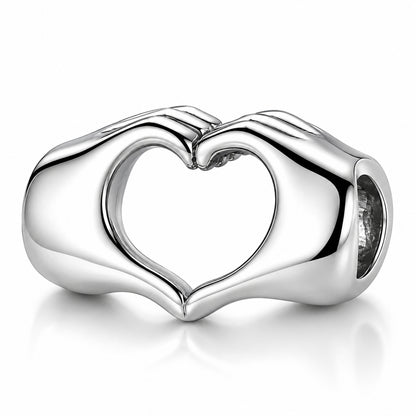 Hands Heart Sterling Silver Charm Hallmarked S925 for Charm Bracelet and Necklace
