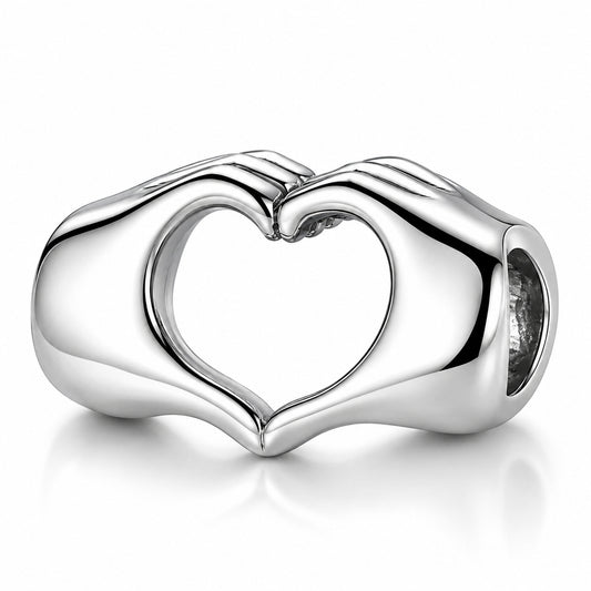 Hands Heart Sterling Silver Charm Hallmarked S925 for Charm Bracelet and Necklace