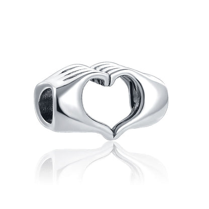 Hands Heart Sterling Silver Charm Hallmarked S925 for Charm Bracelet and Necklace