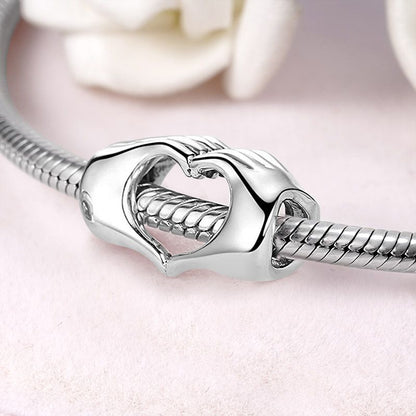 Hands Heart Sterling Silver Charm Hallmarked S925 for Charm Bracelet and Necklace