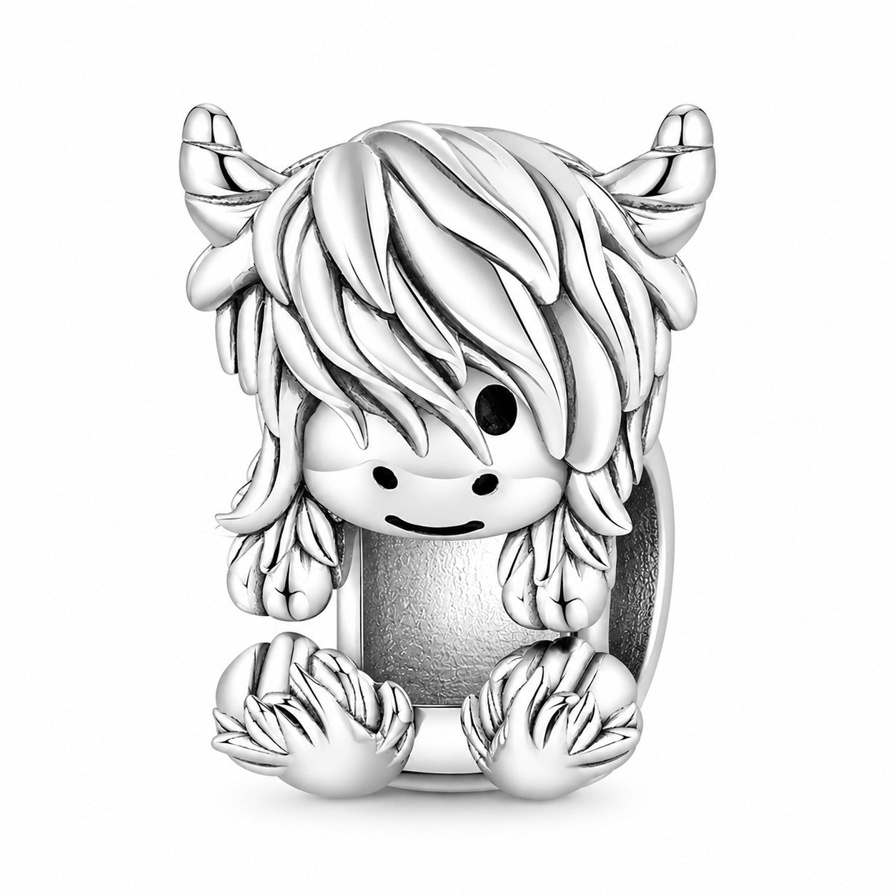Hanging Highland Cow Charm Hallmarked S925 for Charm Bracelet and Necklace