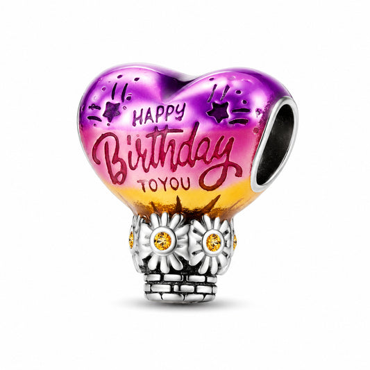 Happy Birthday Balloon Sterling Silver Charm Hallmarked S925 for Charm Bracelet and Necklace