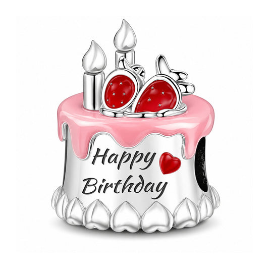 Birthday Cake Sterling Silver Charm Hallmarked S925 for Charm Bracelet and Necklace
