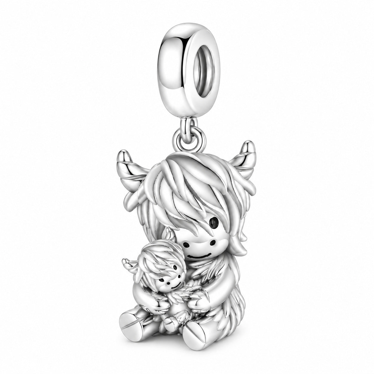 Highland Cow and Baby Charm Hallmarked S925 for Charm Bracelet and Necklace