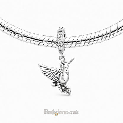 Hummingbird Charm for Bracelet, S925 Sterling Silver