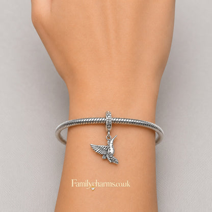 Hummingbird Charm for Bracelet, S925 Sterling Silver