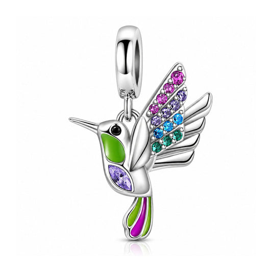 Hummingbird Pendant Sterling Silver Charm Hallmarked S925 for Charm Bracelet and Necklace