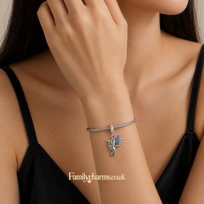 Hummingbird Pendant Sterling Silver Charm Hallmarked S925 for Charm Bracelet and Necklace