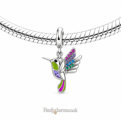 Hummingbird Pendant Sterling Silver Charm Hallmarked S925 for Charm Bracelet and Necklace