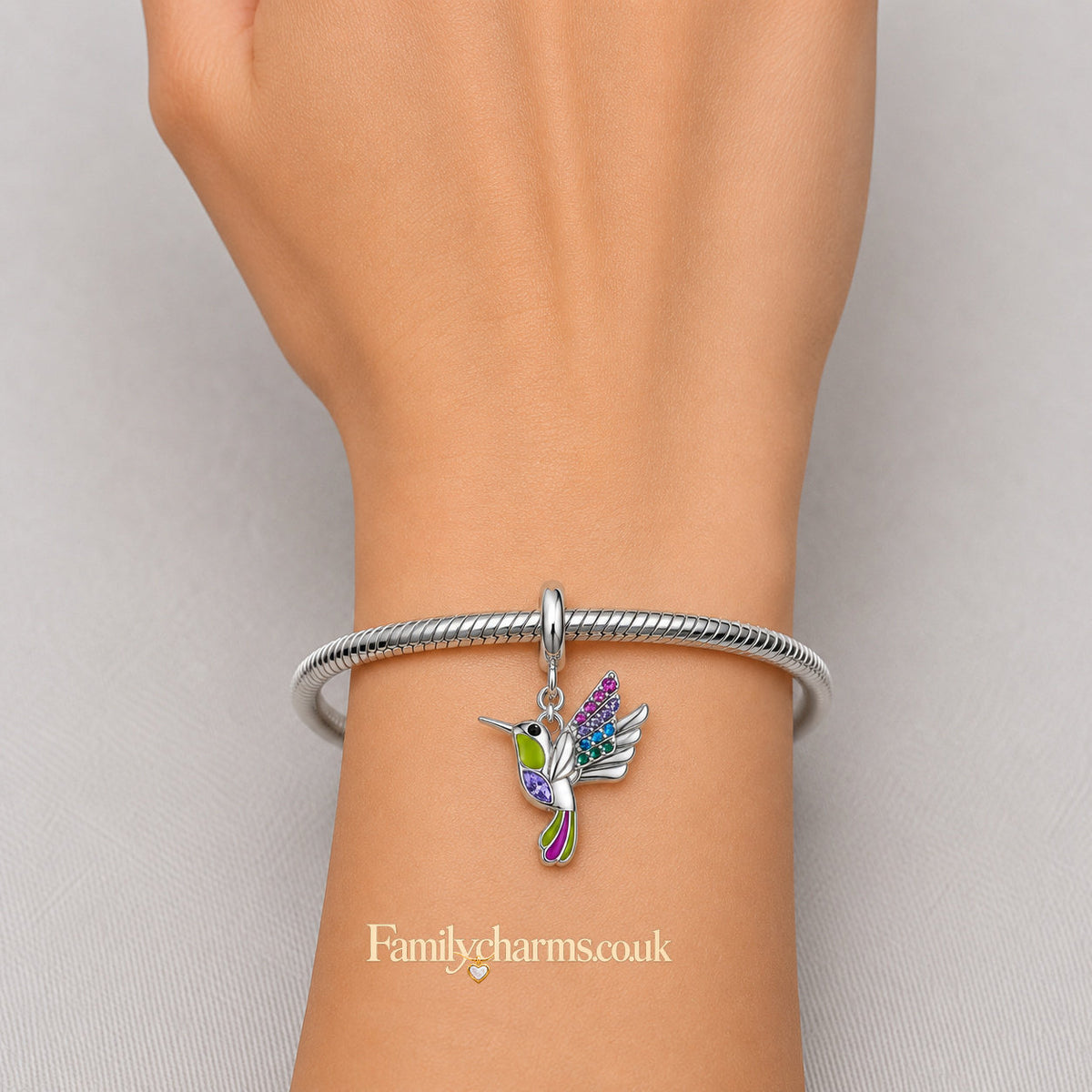 Hummingbird Pendant Sterling Silver Charm Hallmarked S925 for Charm Bracelet and Necklace