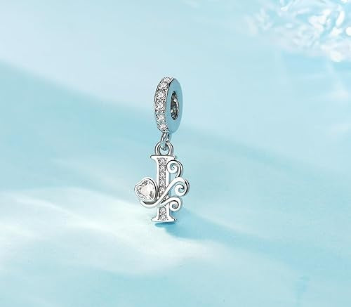 Classic Alphabet Letters A to Z Sterling Silver Dangle Charm Hallmarked S925 for Charm Bracelet and Necklace