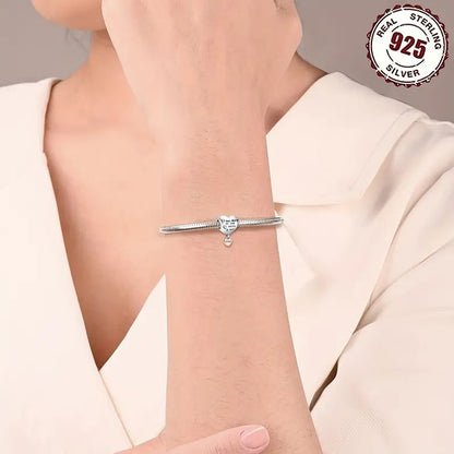 I Love To The Moon and Back Love Charm Bead Sterling Silver Charm Hallmarked S925 for Charm Bracelet and Necklace