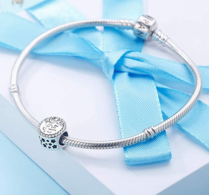 I Love You to The Moon and Back Sterling Silver Charm Hallmarked S925 for Charm Bracelet and Necklace