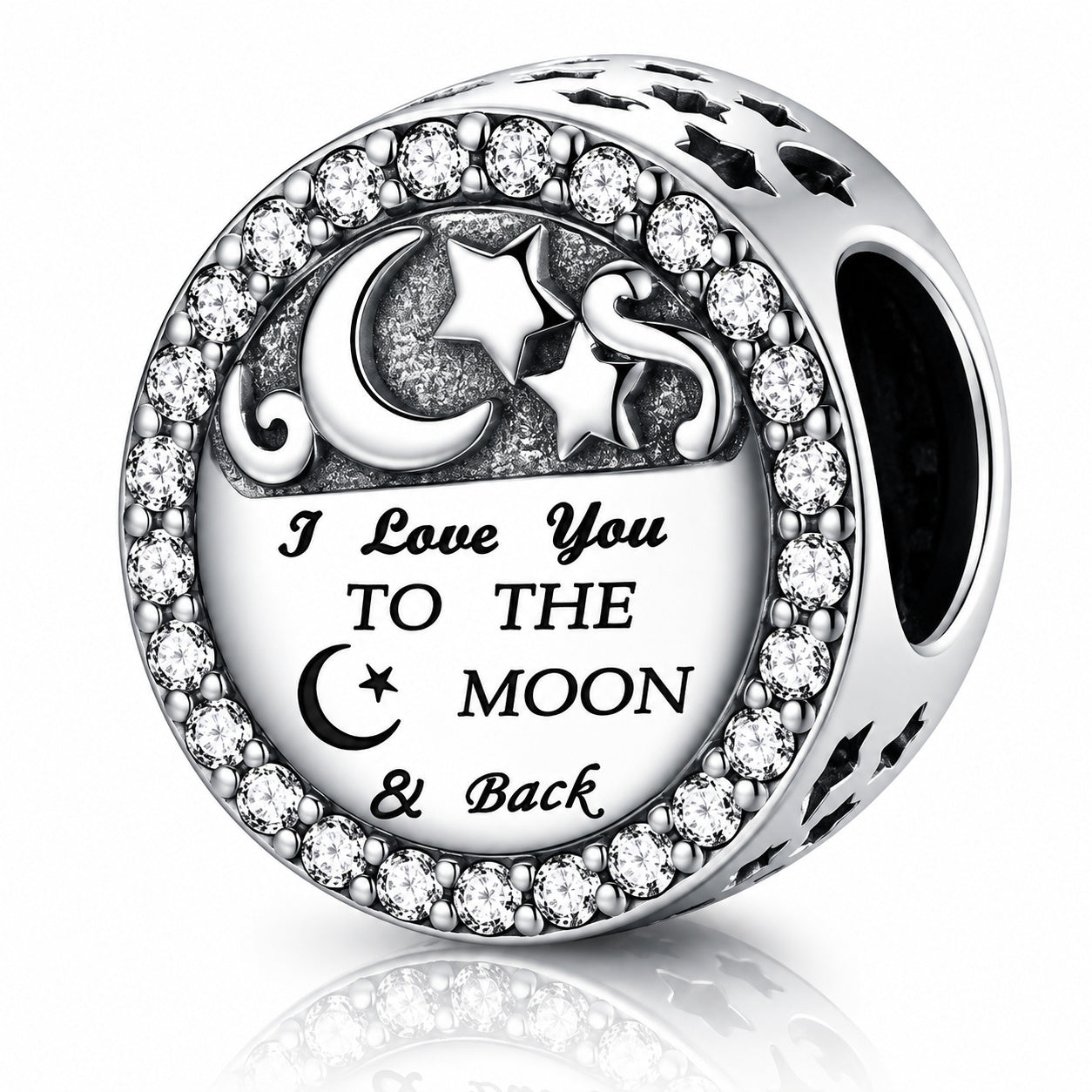 I Love You to The Moon and Back Sterling Silver Charm Hallmarked S925 for Charm Bracelet and Necklace