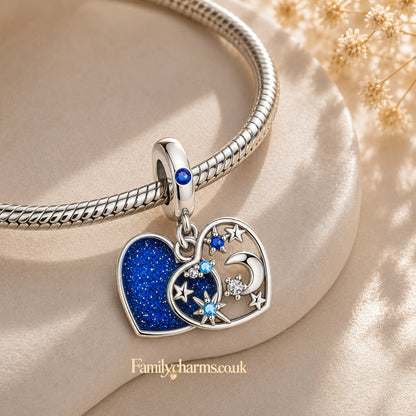 I Told The Stars About Your - Moon Stars Charm Hallmarked S925 for Charm Bracelet and Necklace