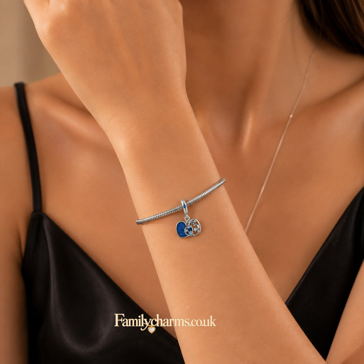I Told The Stars About Your - Moon Stars Charm Hallmarked S925 for Charm Bracelet and Necklace