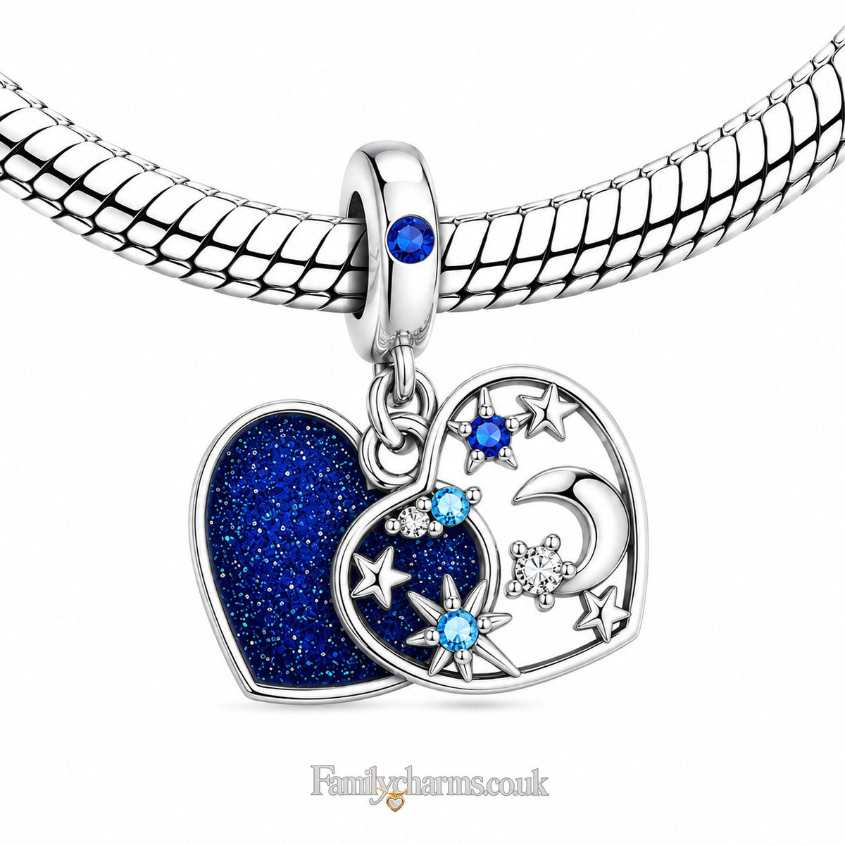 I Told The Stars About Your - Moon Stars Charm Hallmarked S925 for Charm Bracelet and Necklace