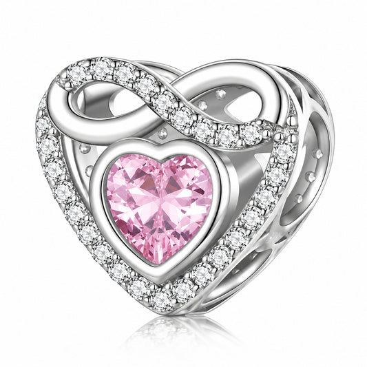 Infinite Love Heart Sterling Silver Charm Hallmarked S925 for Charm Bracelet and Necklace