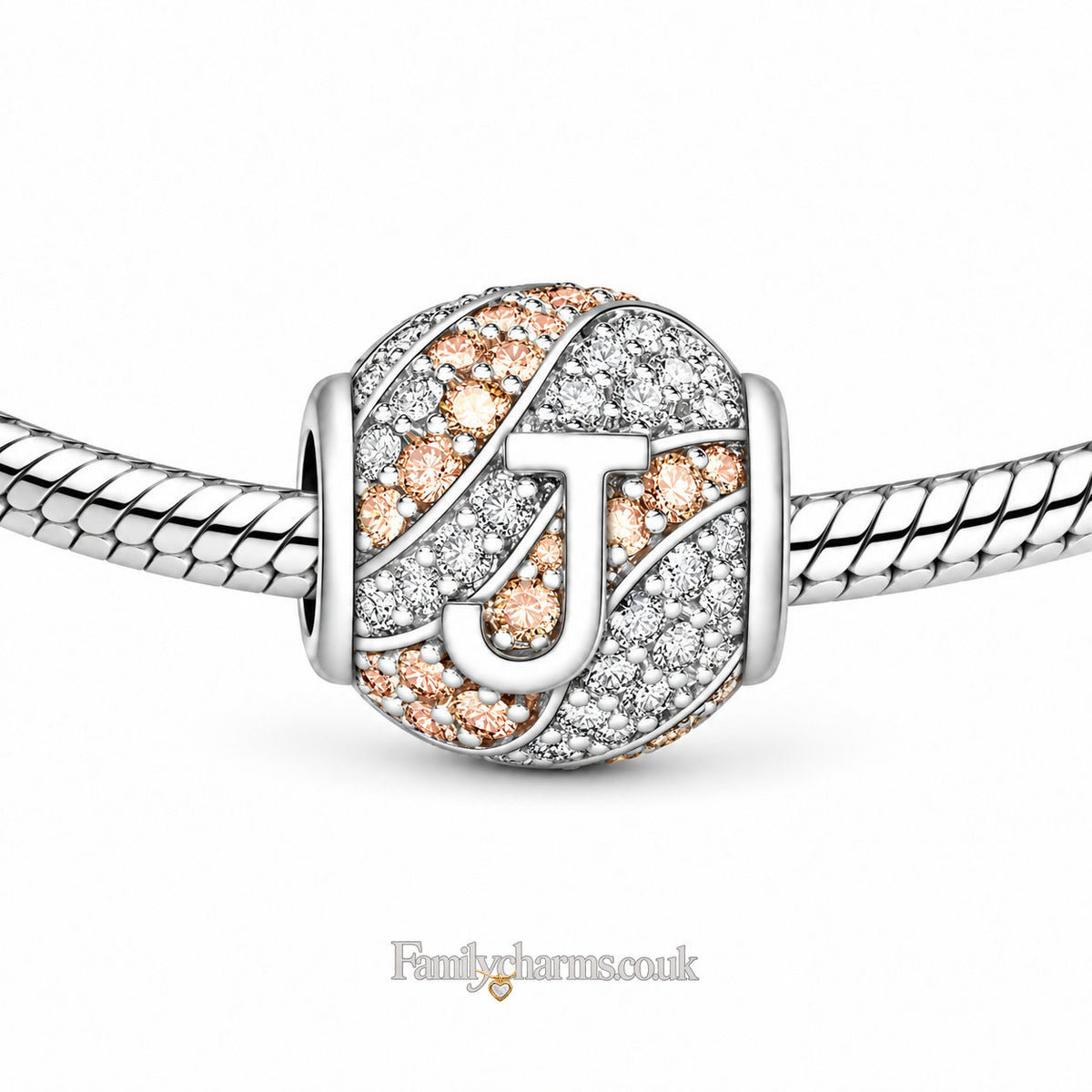 Alphabets Letter J Sterling Silver Charm Hallmarked S925 for Charm Bracelet and Necklace