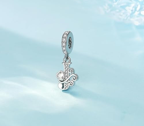 Classic Alphabet Letters A to Z Sterling Silver Dangle Charm Hallmarked S925 for Charm Bracelet and Necklace