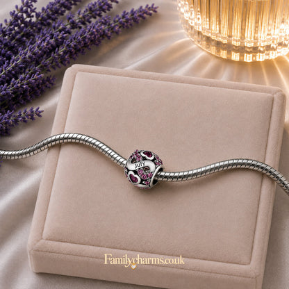 July Birthstone Infinity Birthday Bead Sterling Silver Charm Hallmarked S925 for Charm Bracelet and Necklace