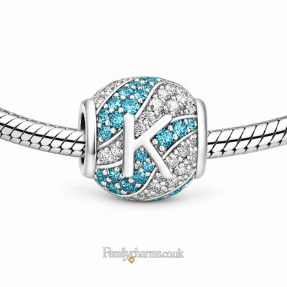 Alphabets Letter K Sterling Silver Charm Hallmarked S925 for Charm Bracelet and Necklace